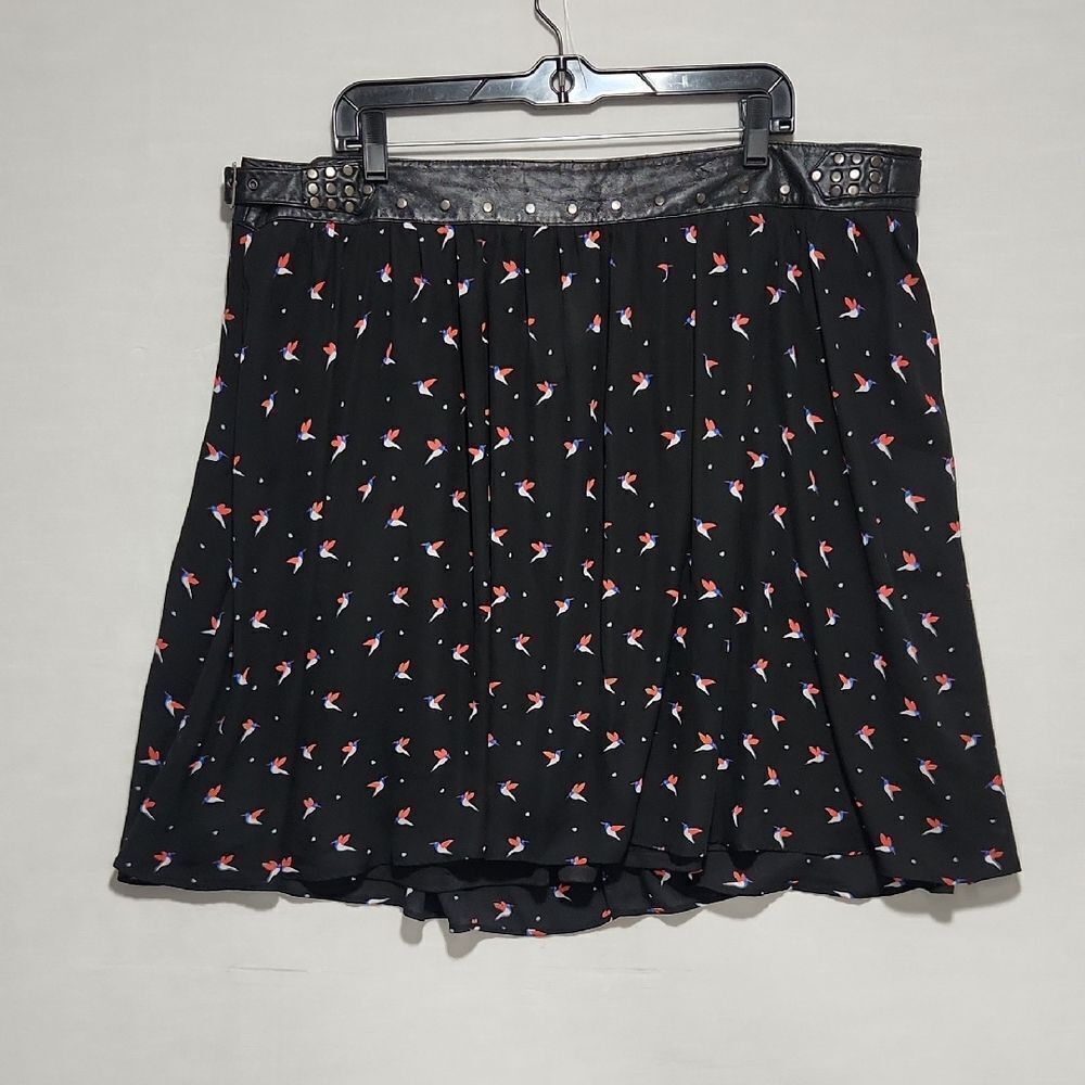 Torrid Skater Skirt Women’s 20 Black Hummingbird Heart Print Flowy Plus Size